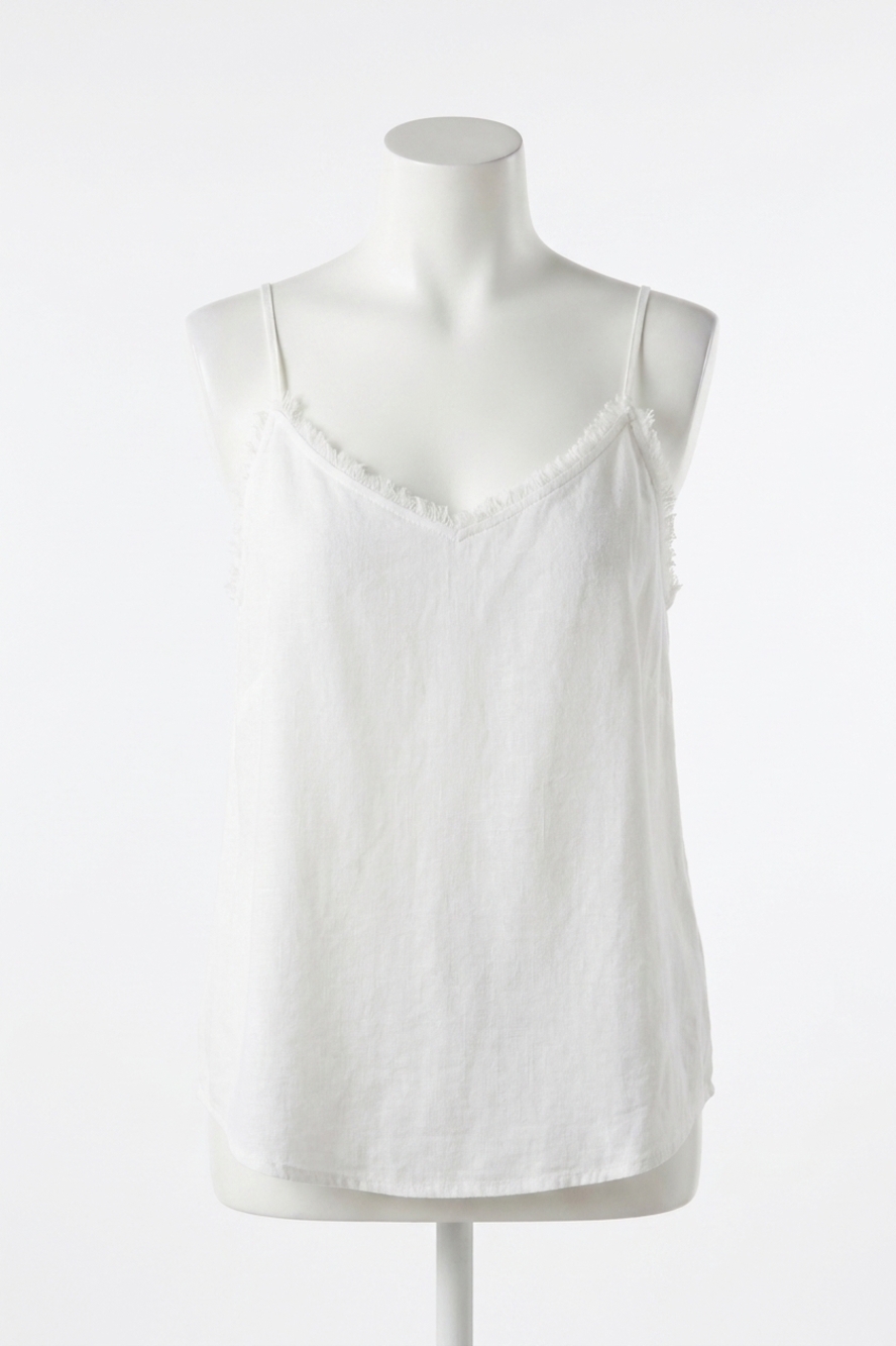 NEW VELVET HEART victory tencel frayed camisole top in white
